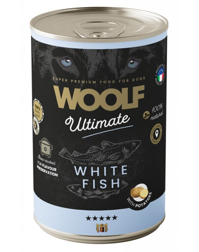 WOOLF Ultimate Adult Dog White Fish and Potatoes 400g nourriture humide pour chien avec du poisson blanc et des pommes de terre