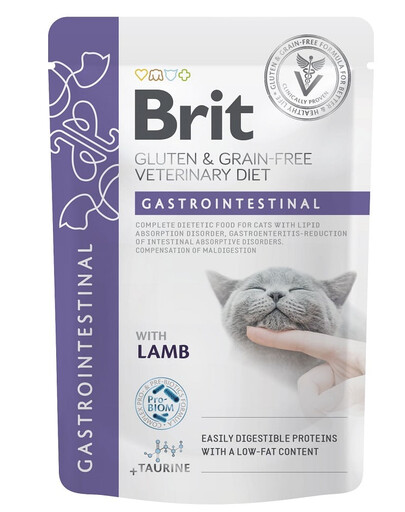 BRIT Veterinary Diet Grain Free Gastrointestinal Cat Fillets in Gravy Lamb 12x85g pour les chats ayant des problèmes gastro-entérologiques