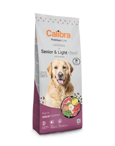 CALIBRA Dog Premium Senior Light All Breeds Beef 12kg aliment complet monoproteique à base de boeuf pour chiens âgés ou en surpoids