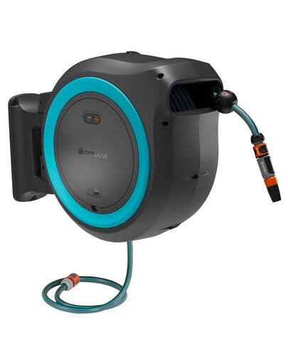 GARDENA Enrouleur mural pour tuyau PowerRoll XL avec batterie