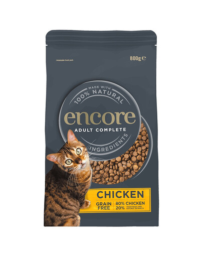 ENCORE Cat croquettes sans céréales au poulet pour chat 3x800g