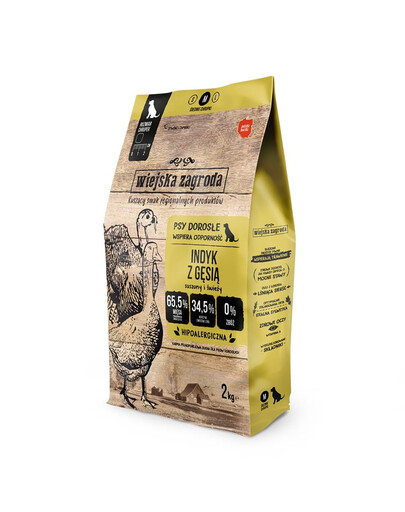 WIEJSKA ZAGRODA Dinde avec oie croquettes pour chiens M 2 kg