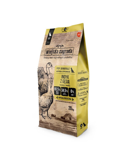 WIEJSKA ZAGRODA Dinde à l'oie nourriture pour chiens croquettes M 20 kg