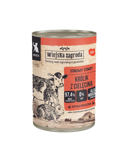 WIEJSKA ZAGRODA Lapin avec veau nourriture humide pour chatons 400 g