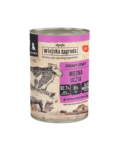 WIEJSKA ZAGRODA Festin de viande nourriture humide pour chiots 400 g