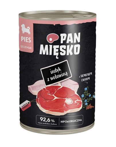 PAN MIĘSKO Dinde avec bœuf nourriture humide pour chiots 400 g