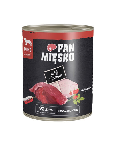 PAN MIĘSKO Dinde avec cerf nourriture humide pour chiens 800 g