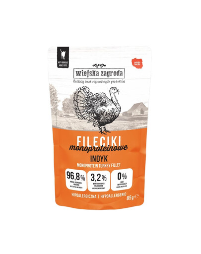 WIEJSKA ZAGRODA Filets de dinde – nourriture humide pour chat 85 g