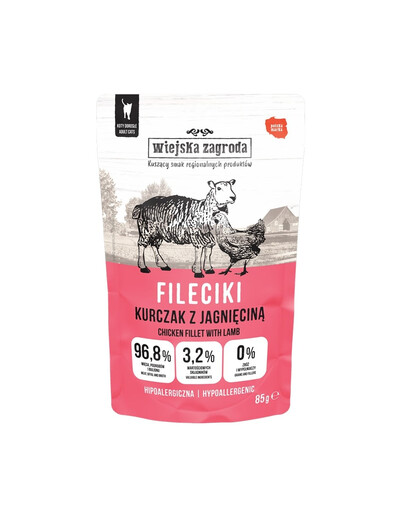 WIEJSKA ZAGRODA Filets de poulet et d'agneau - nourriture humide pour chat 85 g