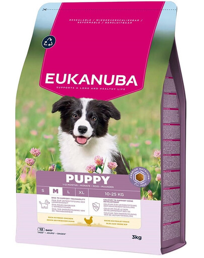 EUKANUBA Puppy Medium Breeds Chicken 3 kg nourriture sèche pour chiots de races moyennes riche en poulet frais