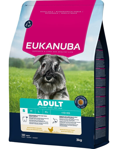 EUKANUBA Adult Small Breeds Chicken nourriture sèche pour chiens de petites races riche en poulet frais 3kg