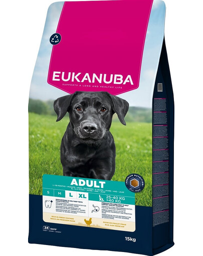 EUKANUBA Adult Large Breeds Chicken 15 kg nourriture sèche pour chiens de grandes races riche en poulet frais