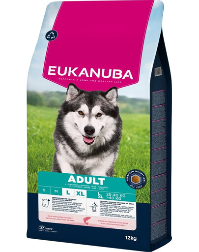 EUKANUBA Adult Large Breeds Salmon Barlej 12 kg nourriture sèche pour chiens grandes races riche en saumon et en orge