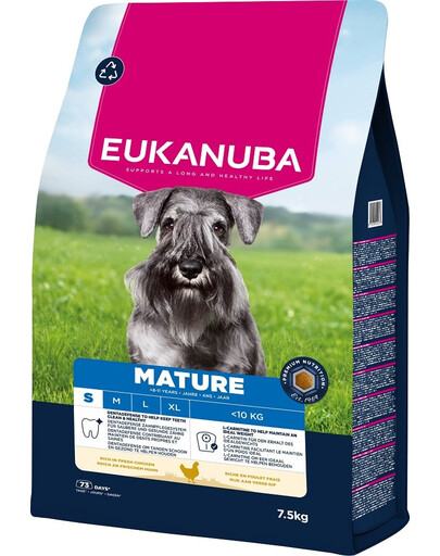 EUKANUBA Mature Small Breeds Chicken nourriture sèche pour chiens matures de petites races riche en poulet frais 7,5kg