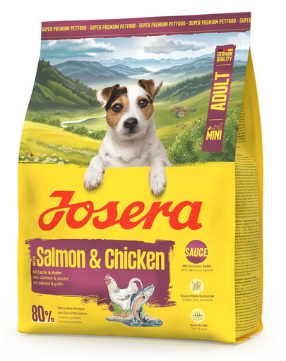 JOSERA Mini Adult Salmon and Chicken nourriture sans gluten avec sauce pour chiens de petites races 900 g