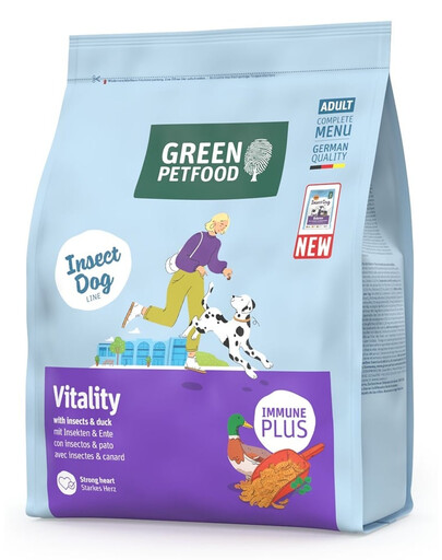 GREEN PETFOOD InsectDog with Duck Vitality avec des protéines d'insectes et du canard pour chiens adultes 900g