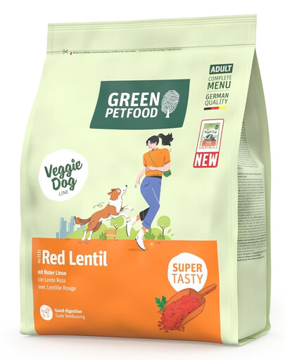 GREEN PETFOOD VeggieDog avec Lentilles Rouges nourriture végétarienne avec lentilles rouges pour chiens 900g