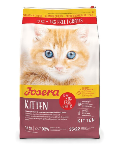JOSERA Kitten nourriture sèche pour chatons et chattes en gestation ou allaitantes 10 kg + 1kg gratuit