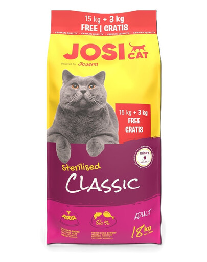 JOSERA JosiCat Classic Sterilised croquettes pour chats stérilisés 15kg + 3kg gratuit