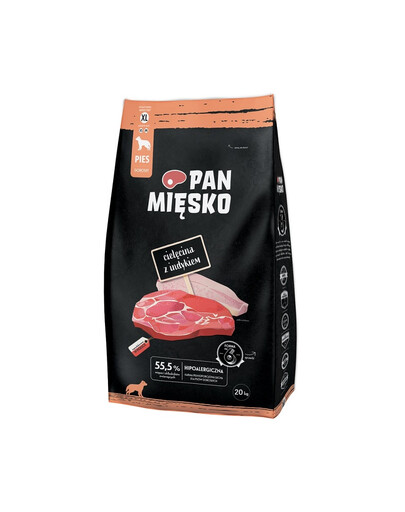 PAN MIĘSKO Croquettes XL au veau et à la dinde pour chiens, 2 x 20 kg