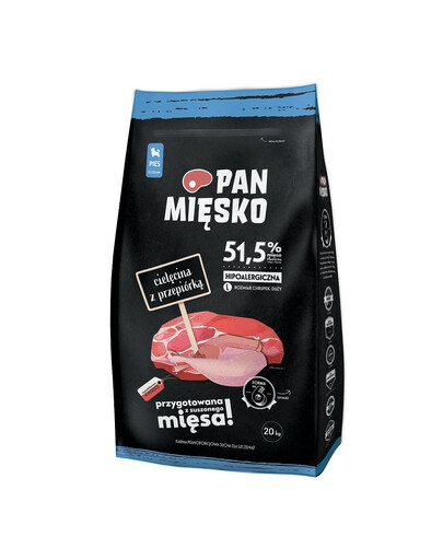PAN MIĘSKO Veau avec caille pour chiots L 20 kg