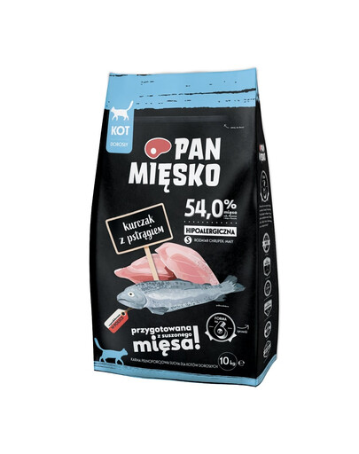 PAN MIĘSKO Croquettes pour chats au poulet et à la truite, format S, 2 x 10 kg