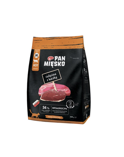 PAN MIĘSKO Veau avec canard pour chats croquettes M 400 g