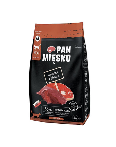 PAN MIĘSKO Croquettes pour chats au bœuf et au chevreuil, format M, 2 x 5 kg