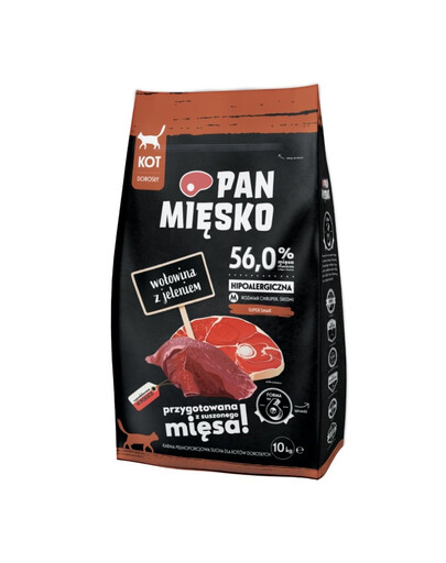 PAN MIĘSKO Croquettes pour chat au bœuf et au chevreuil, format M, 2 x 10 kg