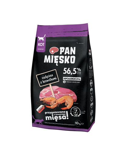 PAN MIĘSKO Croquettes pour chats au veau et aux crevettes, format S, 2 x 10 kg