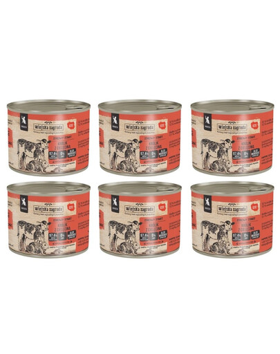 WIEJSKA ZAGRODA Lapin avec veau nourriture humide pour chatons 6x200 g
