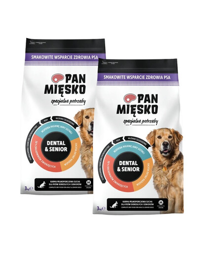 PAN MIĘSKO Besoins Spéciaux Dental et Senior pour chiens adultes et âgés croquettes M 2x3 kg