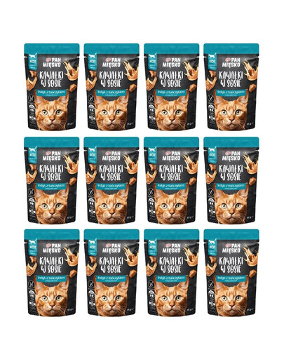 PAN MIĘSKO Morceaux dans une sauce Dinde au thon nourriture humide pour chats 12x85 g