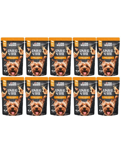 PAN MIĘSKO Morceaux en sauce Dinde avec Canard nourriture humide pour chiens 10x150 g