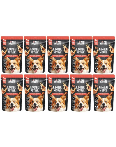 PAN MIĘSKO Morceaux dans une sauce Bœuf avec Chèvre nourriture humide pour chiens 10x150 g