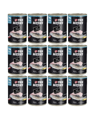 PAN MIĘSKO Dinde avec cabillaud nourriture humide pour chiens 12x400 g
