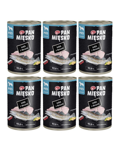 PAN MIĘSKO Dinde avec morue nourriture humide pour chiens 6x400 g
