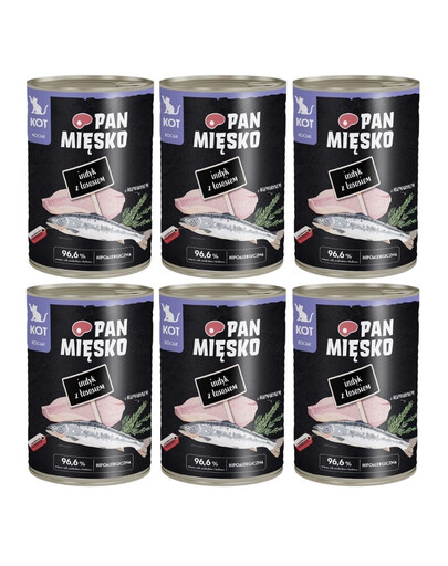 PAN MIĘSKO Dinde avec saumon nourriture humide pour chatons 6x400 g