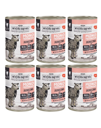 WIEJSKA ZAGRODA – Monoprotéinée Agneau – Nourriture humide pour chats 6×400 g