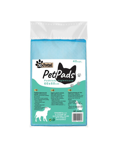 MR. PRETZEL Tapis hygiéniques pour chien 60x60cm 40 pièces très absorbantes