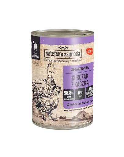 WIEJSKA ZAGRODA Poulet et canard 24 x 400 g – nourriture humide pour chats adultes