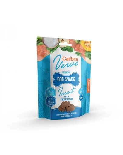 CALIBRA Dog Verve Crunchy Snack Insect&Fresh Salmon friandises sans céréales avec des insectes et du saumon 150g