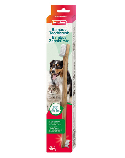 BEAPHAR Bamboo Toothbrush brosse à dents en bambou double face pour chiens et chats