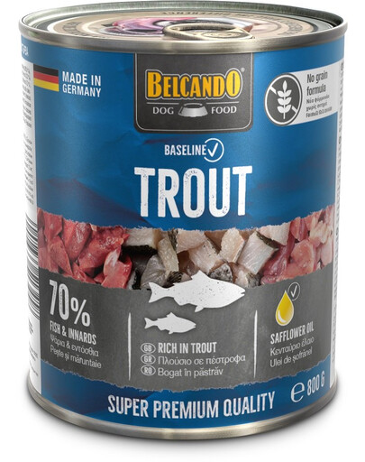 BELCANDO Baseline Mix saveurs truite, dinde, poulet, agneau et boeuf 5x800g