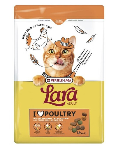 VERSELE-LAGA Lara Adult Turkey and Chicken 1,9 kg nourriture pour chats avec dinde et poulet