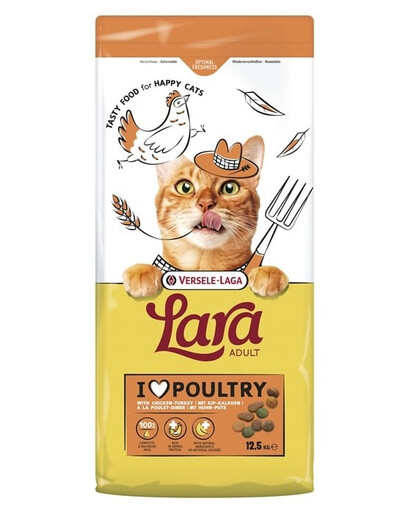 VERSELE-LAGA Lara Adult Turkey and Chicken 12,5 kg nourriture pour chats avec dinde et poulet
