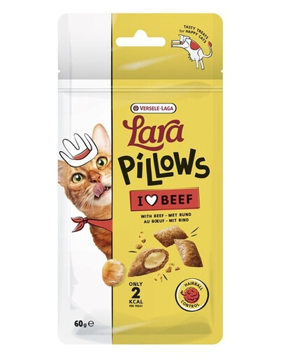 VERSELE-LAGA Lara Snack Pillows with Beef Hairball Control 60g friandise soutenant l'élimination des boules de poils
