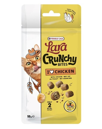 VERSELE-LAGA Lara Snack Crunchy Bites Chicken Happy Teeth 50g friandise soutenant la santé dentaire