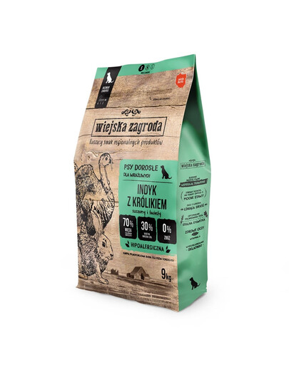 WIEJSKA ZAGRODA Dinde au lapin nourriture pour chiens croquettes S 9 kg