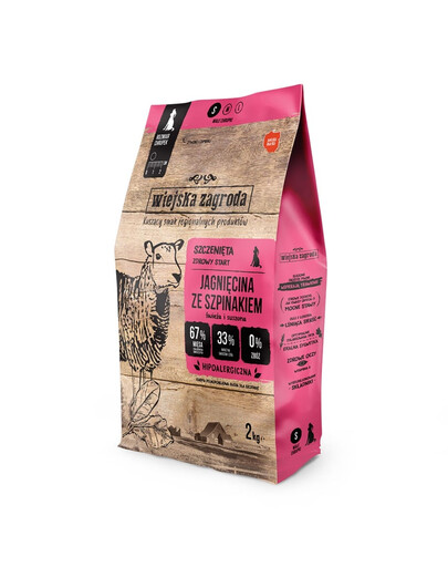 WIEJSKA ZAGRODA Agneau aux épinards nourriture pour chiots croquettes S 2 kg